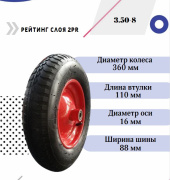 Колесо для тачки 14''x3.50-8 (16х110)